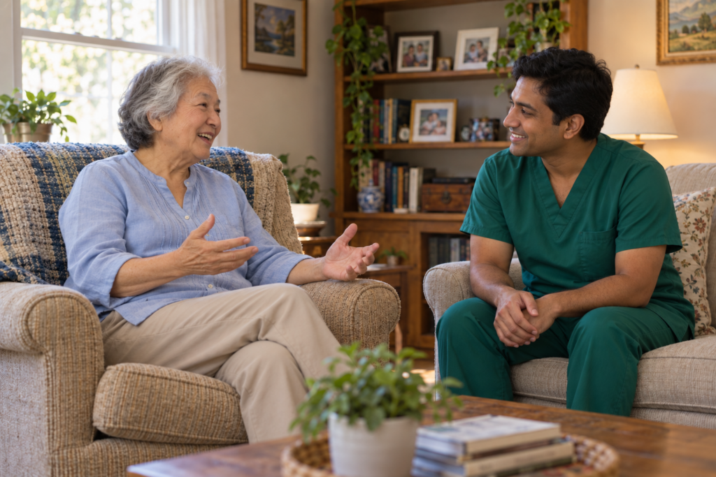 Personalized caregiver companionship supporting everyday routines 